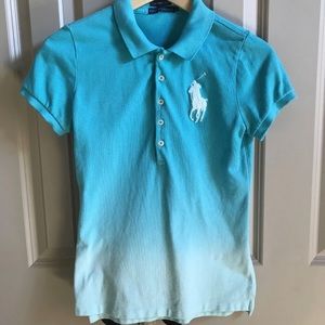 Ralph Lauren Woman’s Polo Shirt Blue Collar Short Sleeve Size M (FITS LIKE S)